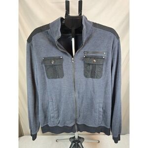 Rock & Republic Jacket mens Medium Navy Black Full Zip Pockets XXL